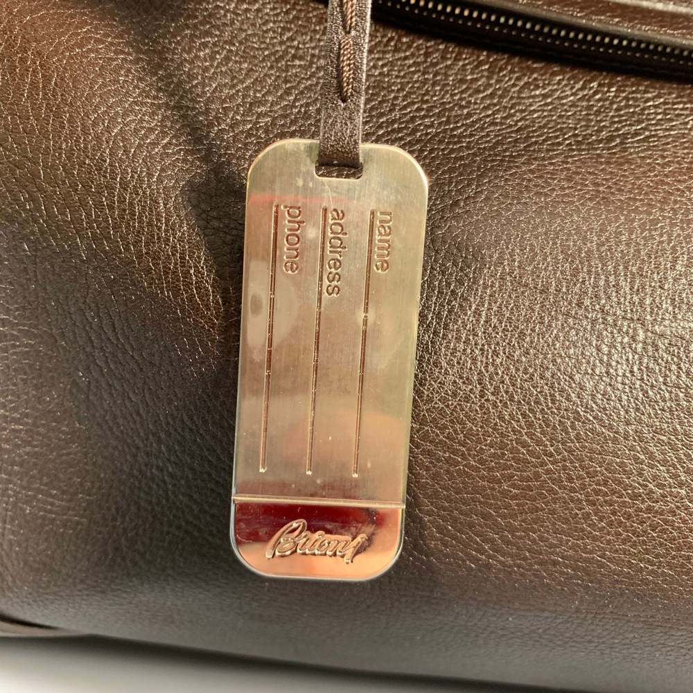 BRIONI Brown Pebble Grain Leather Duffle Bags - Picture 9 of 13